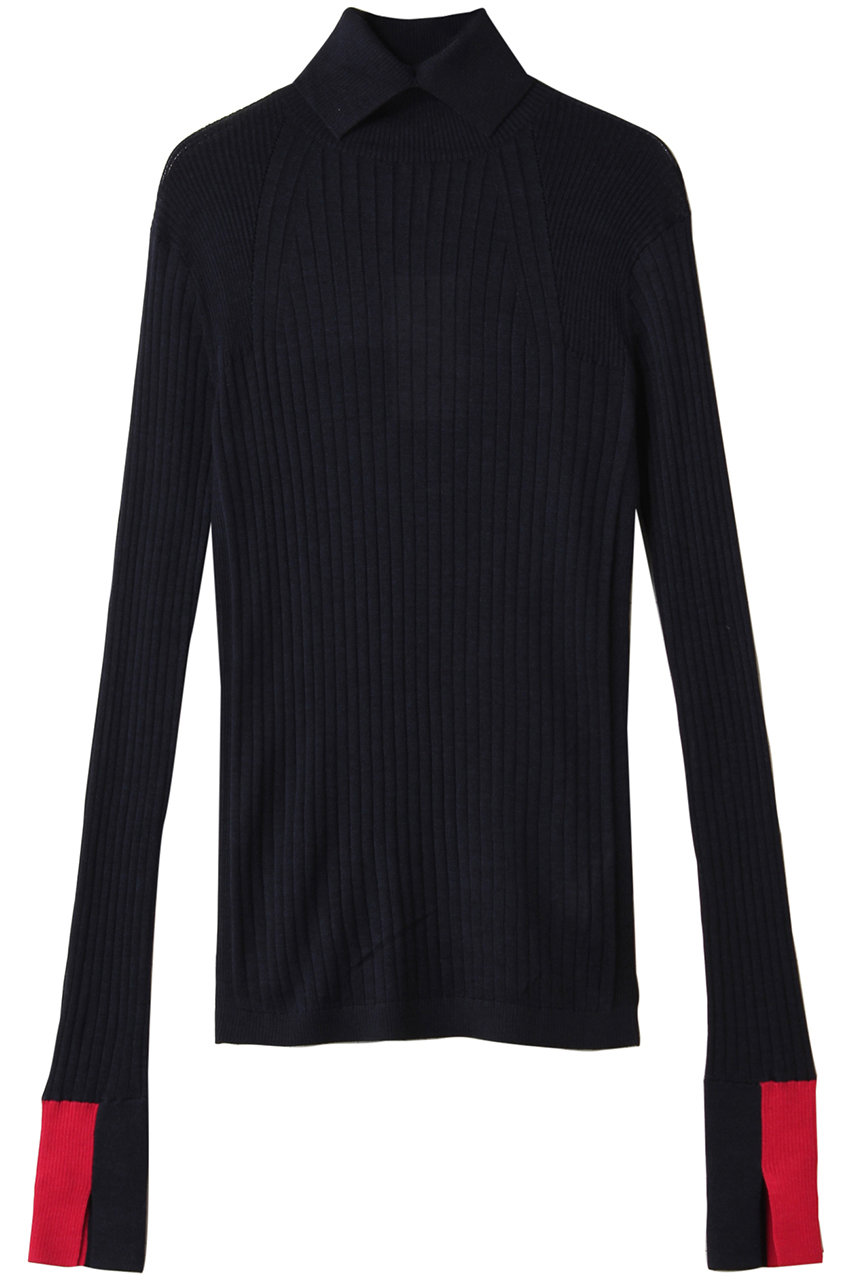 CINOH シルク タートル ネック タイト ニット (ネイビー/レッド, 38) チノ ELLE SHOP CINOH シルク タートル ネック タイト ニット (ネイビー/レッド, 38) チノ ELLE SHOP