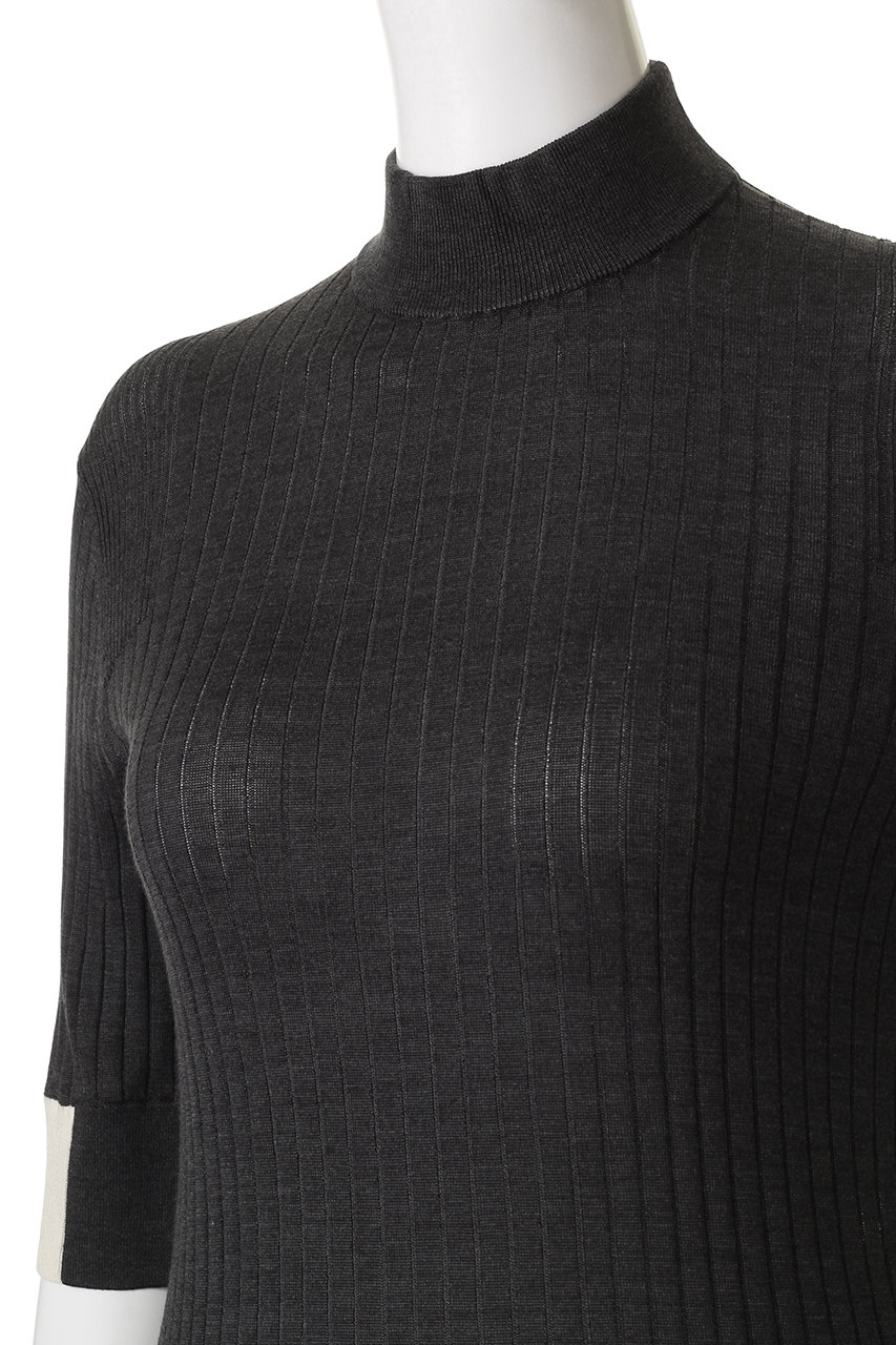 【タグ付き】CINOH リブニット　クルーネックタイトニット　ネイビー　36 チノ CINOH リブニット トップス カットソー CREW NECK TIGHT KNIT