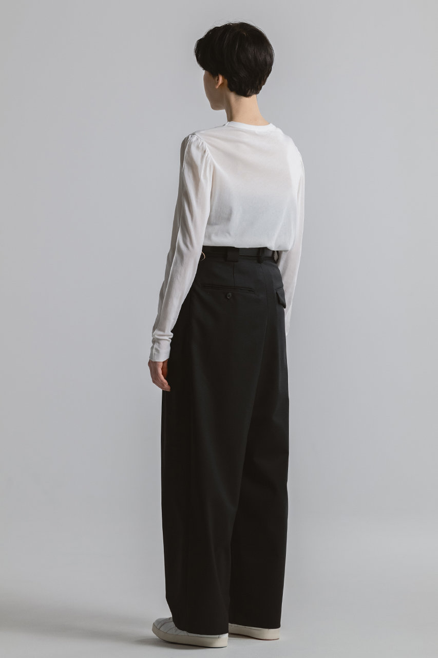 CINOH(チノ)｜T/W ツイル ハイ ウエスト ツータック パンツ