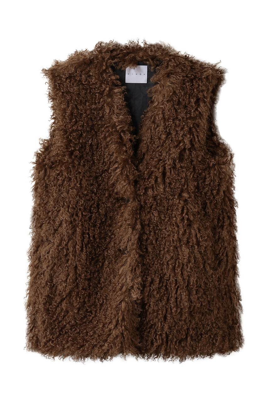 CINOH CRINPED BOA ベスト (ブラウン, 38) チノ ELLE SHOP