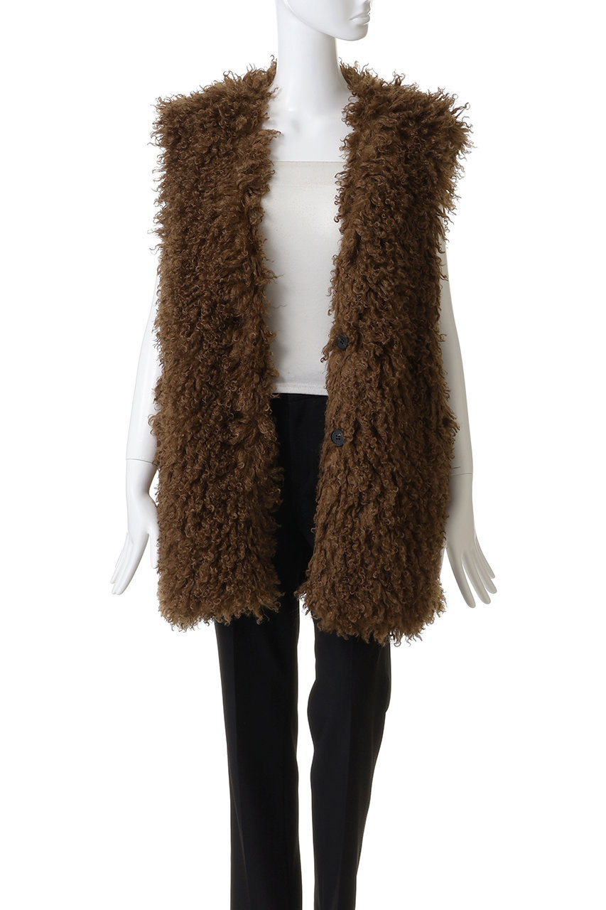 CINOH(チノ)｜CRINPED BOA ベスト/ブラウン の通販｜ELLESHOP・(エル