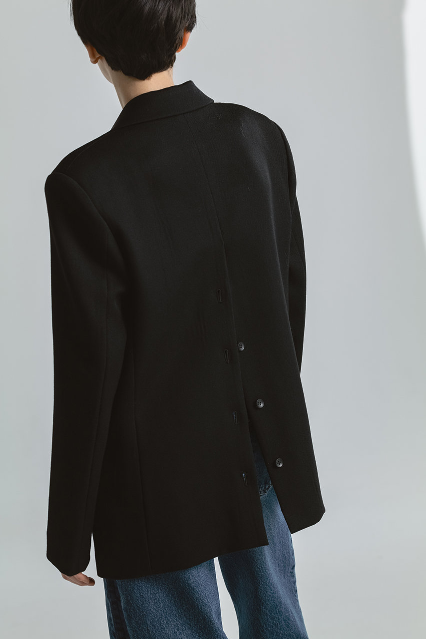 CINOH(チノ)｜CAVARLY ツイル バック ボタン ジャケット/ブラック の