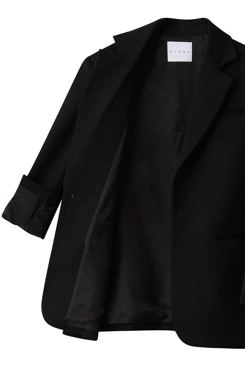 CINOH(チノ)｜CAVARLY ツイル バック ボタン ジャケット/ブラック の
