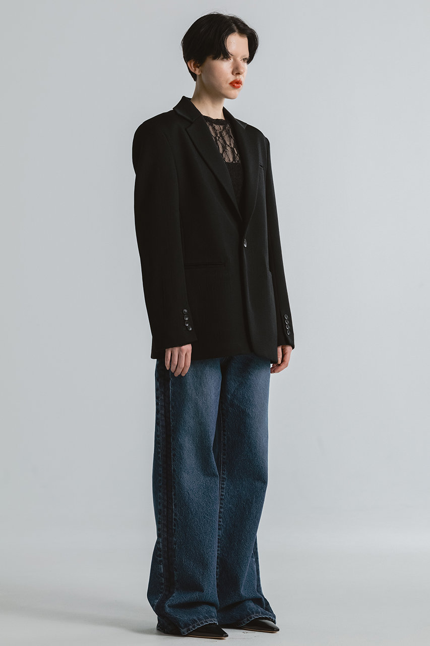 CINOH(チノ)｜CAVARLY ツイル バック ボタン ジャケット/ブラック の