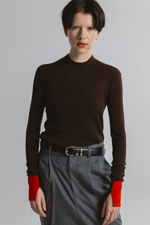 チノ/CINOHのクルー ネック タイト ニット(110300/110301)