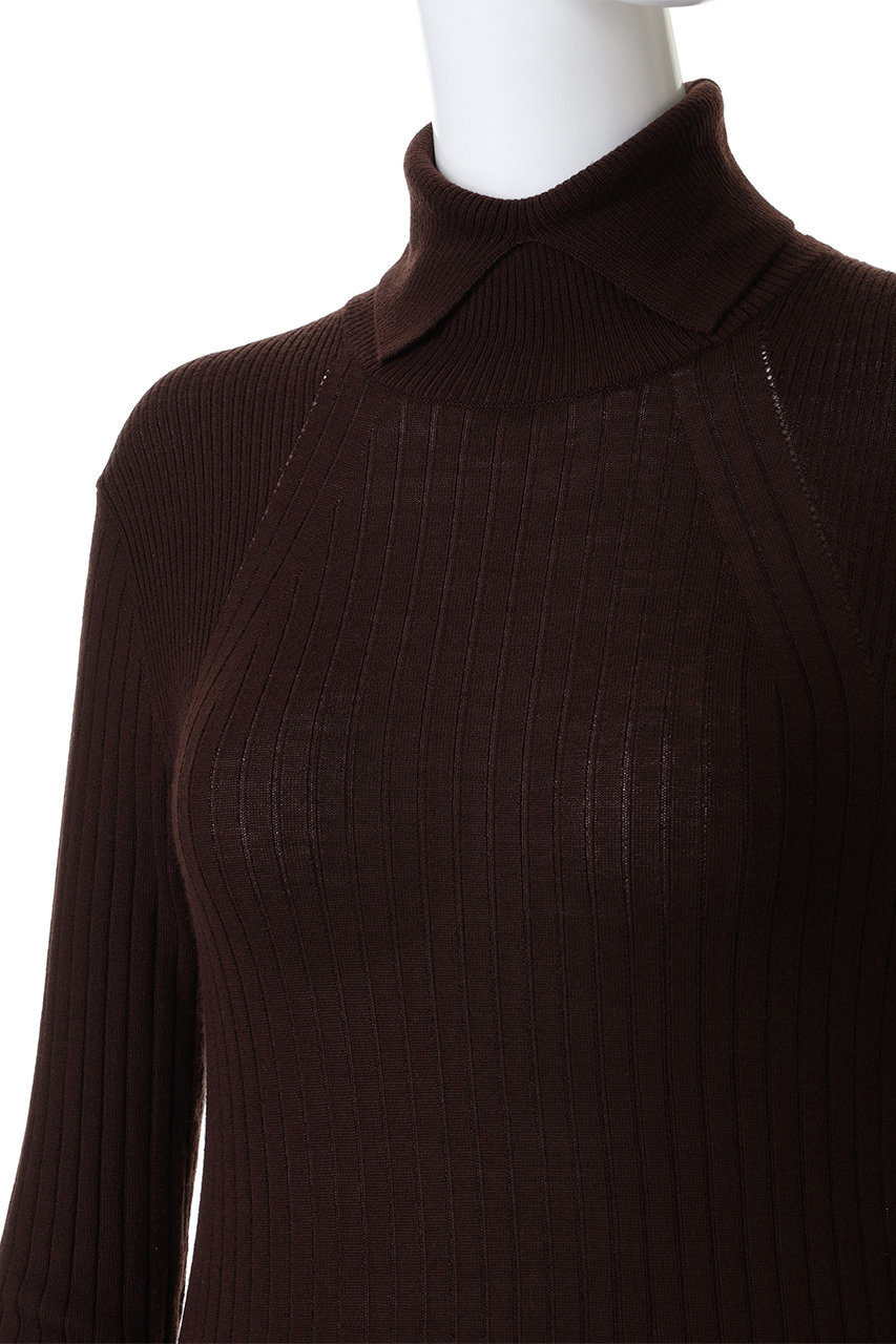 CINOH(チノ)｜タートル ネック タイト ニット/ブラウン/レッド の通販