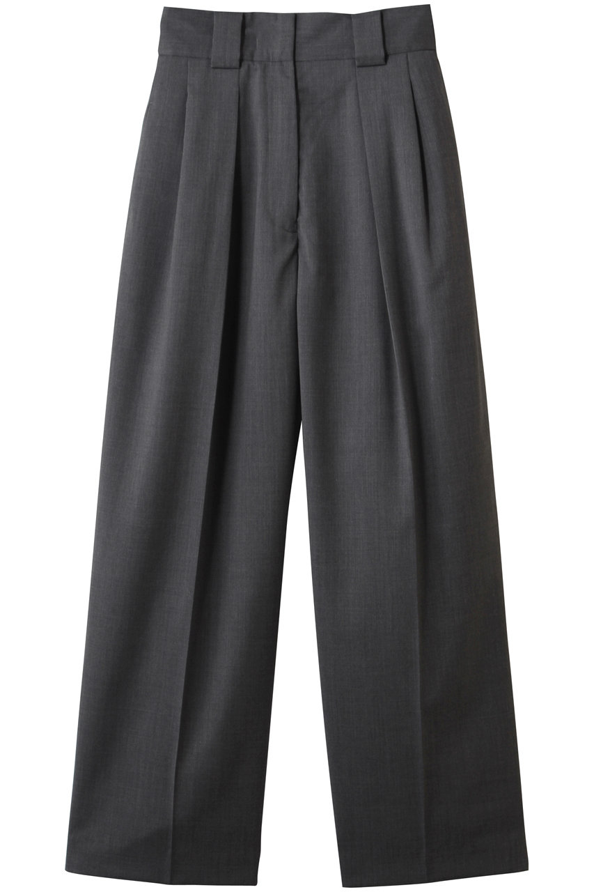 チノ/CINOHのポリエステル ウール　ツイル ハイ ウエスト ツータック パンツ(グレー/E-60-029)