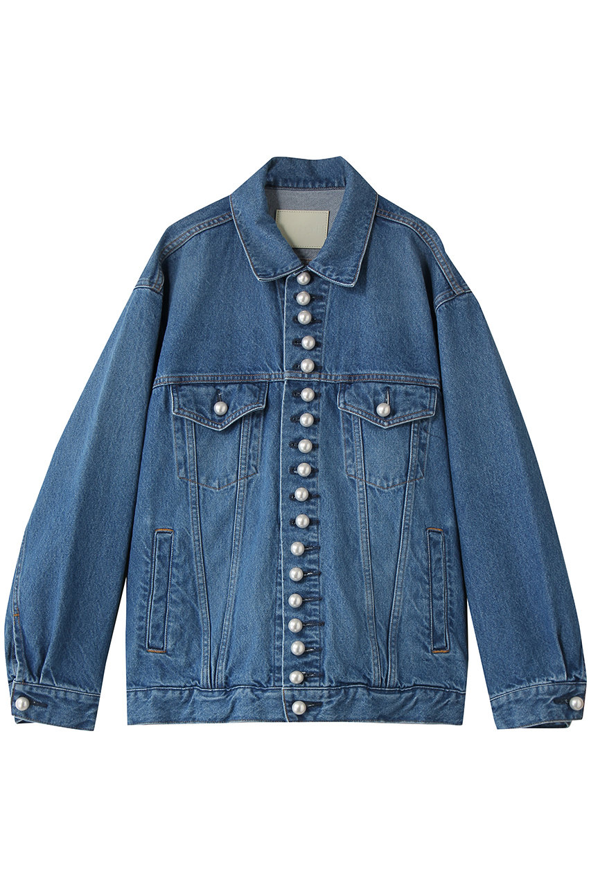 チノ/CINOHのパール デニム ジャケット リラックスフィット(ミッドブルー/E-21-009)