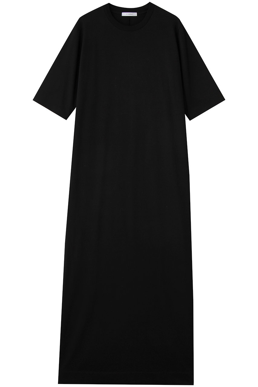 チノ/CINOHのBACK-VENT ジャージー ドレス(ブラック/E-70-037)