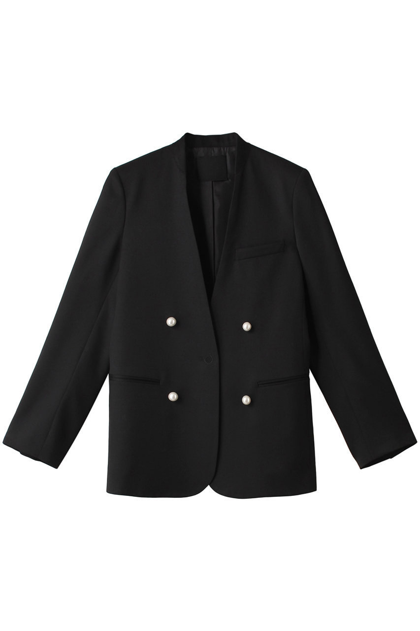 CINOH 【BLACK FORMAL】ノーカラー ジャケット (ブラック/パール, 36) チノ ELLE SHOP CINOH 【BLACK FORMAL】ノーカラー ジャケット (ブラック/パール, 36) チノ ELLE SHOP