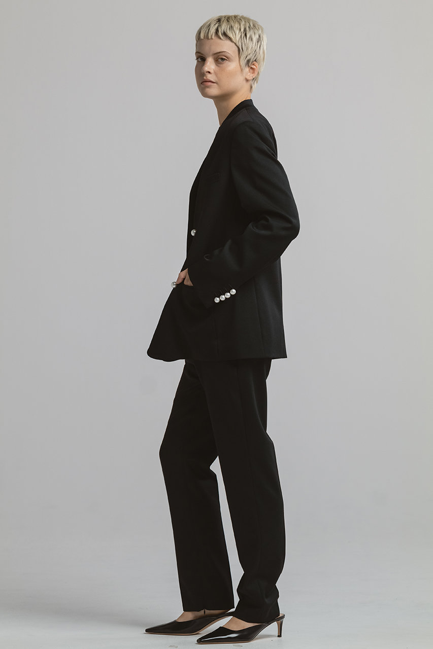 CINOH(チノ)｜【BLACK FORMAL】ノーカラー ジャケット/ブラック/パール