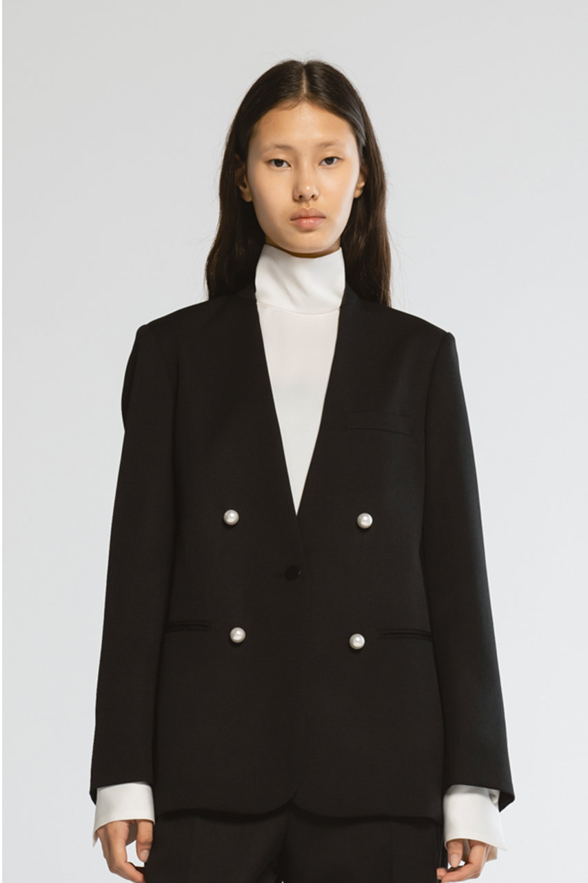 CINOH(チノ)｜【BLACK FORMAL】ノーカラー ジャケット/ブラック/パール