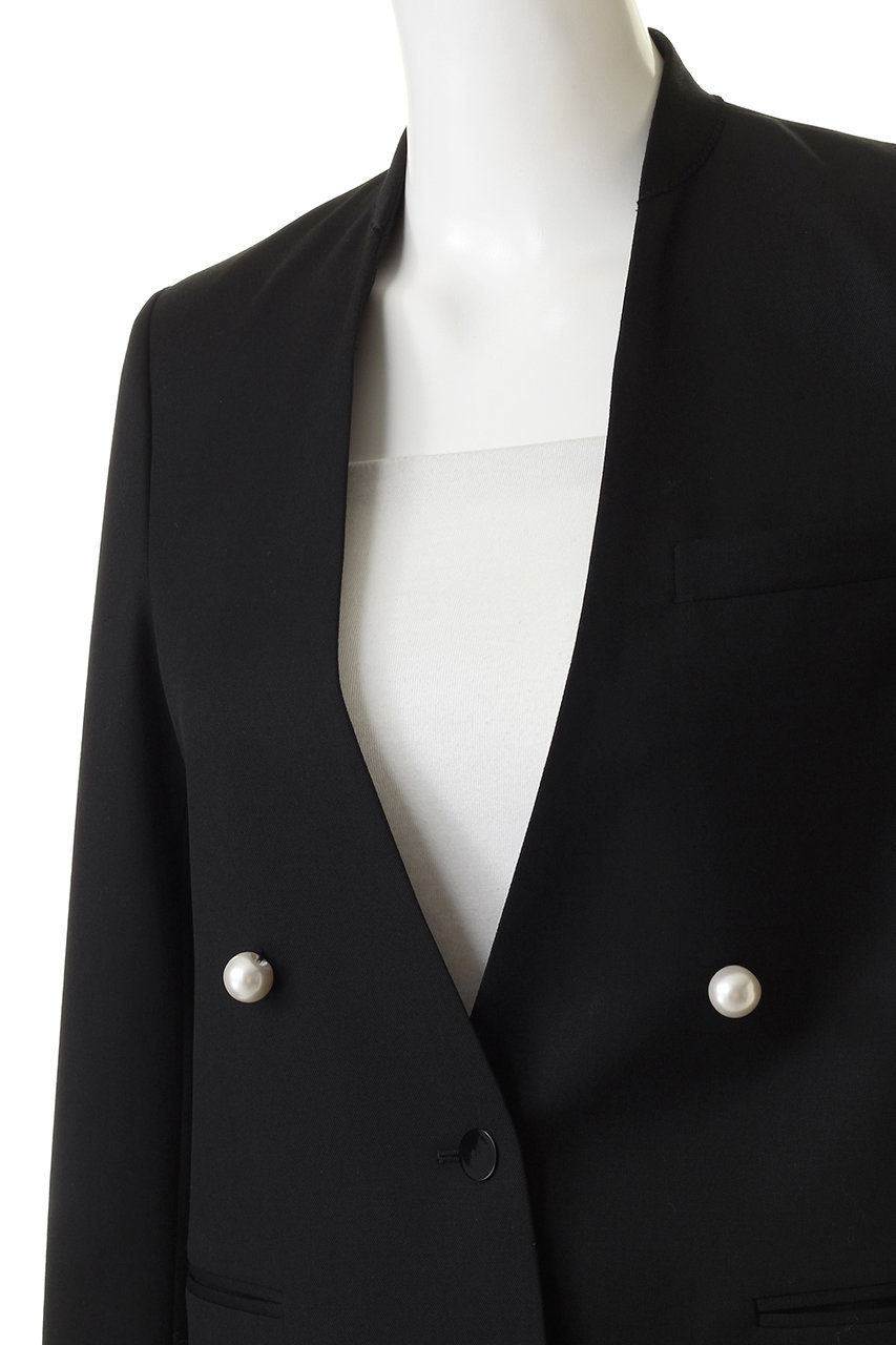 CINOH(チノ)｜【BLACK FORMAL】ノーカラー ジャケット/ブラック/パール
