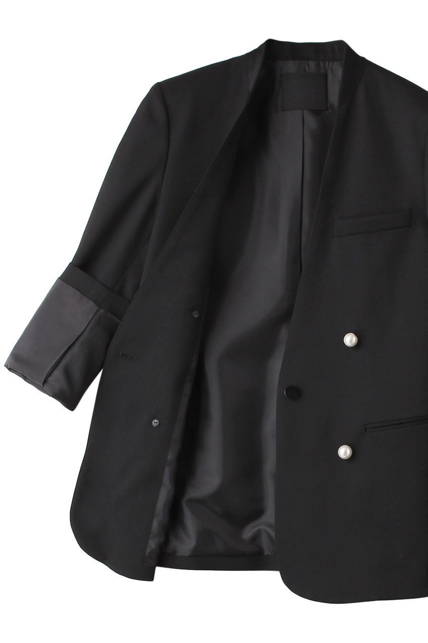 CINOH(チノ)｜【BLACK FORMAL】ノーカラー ジャケット/ブラック/パール