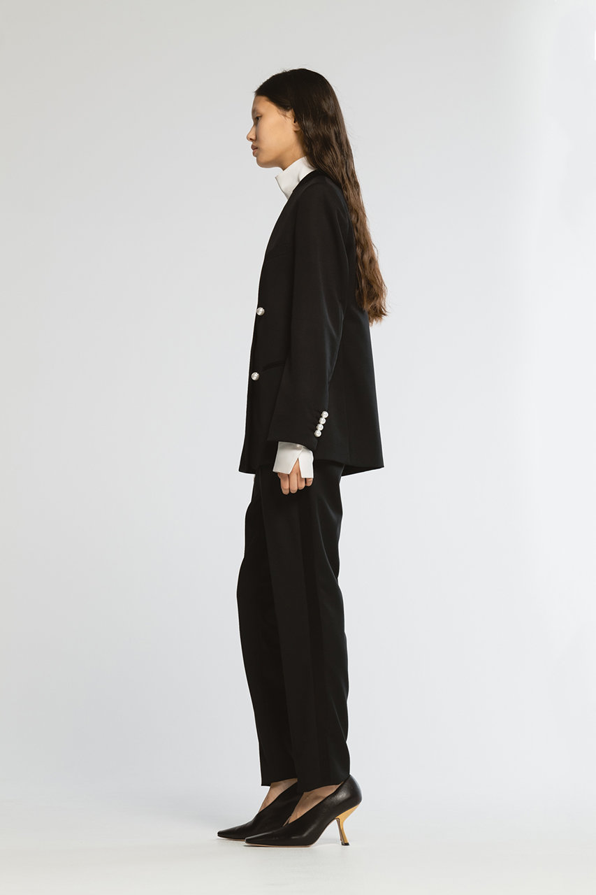 CINOH(チノ)｜【BLACK FORMAL】ノーカラー ジャケット/ブラック/パール