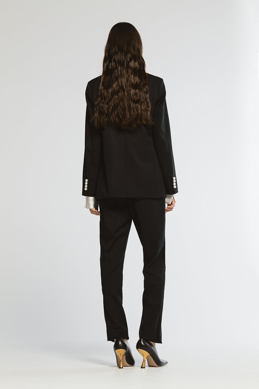 CINOH(チノ)｜【BLACK FORMAL】ノーカラー ジャケット/ブラック/パール