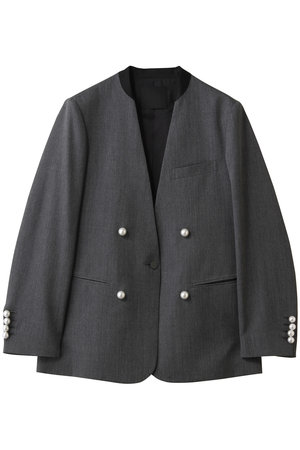 チノ/CINOHの【BLACK FORMAL】GRAY ノーカラー ジャケット