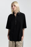 SUVIN COTTON ハーフジップ トップ