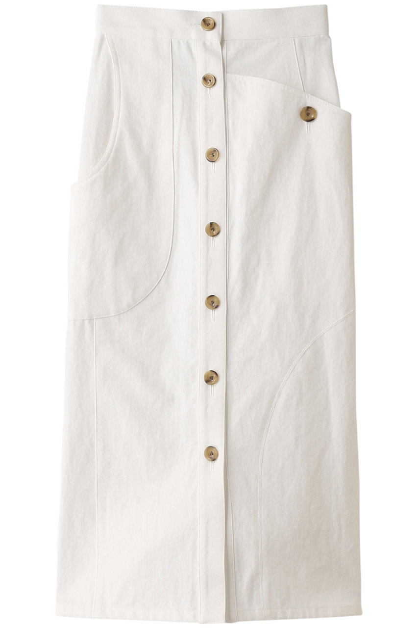 Akiranaka アキラナカ イレギュラーポケットホワイトデニムスカート ホワイト の通販 Elleshop エル ショップ