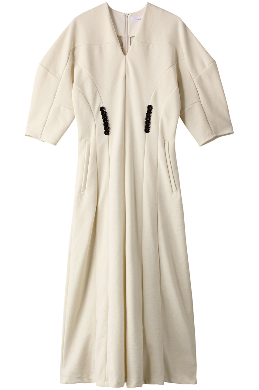 AKIRANAKA Sybil ジャージー ドレス (オフホワイト, 2) アキラナカ ELLE SHOP