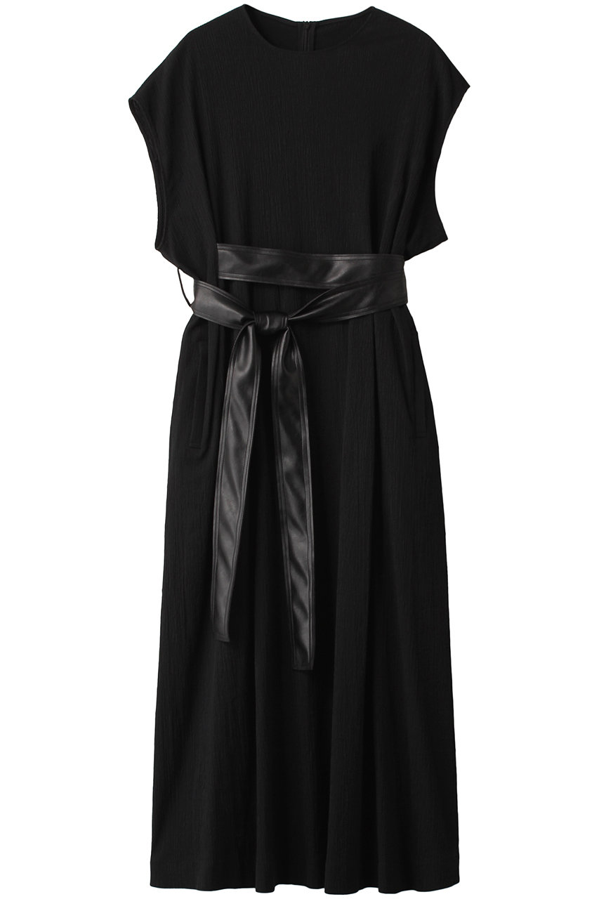 AKIRANAKA Tuuli ベルテッド ジャージー ドレス (ブラック, 2) アキラナカ ELLE SHOP