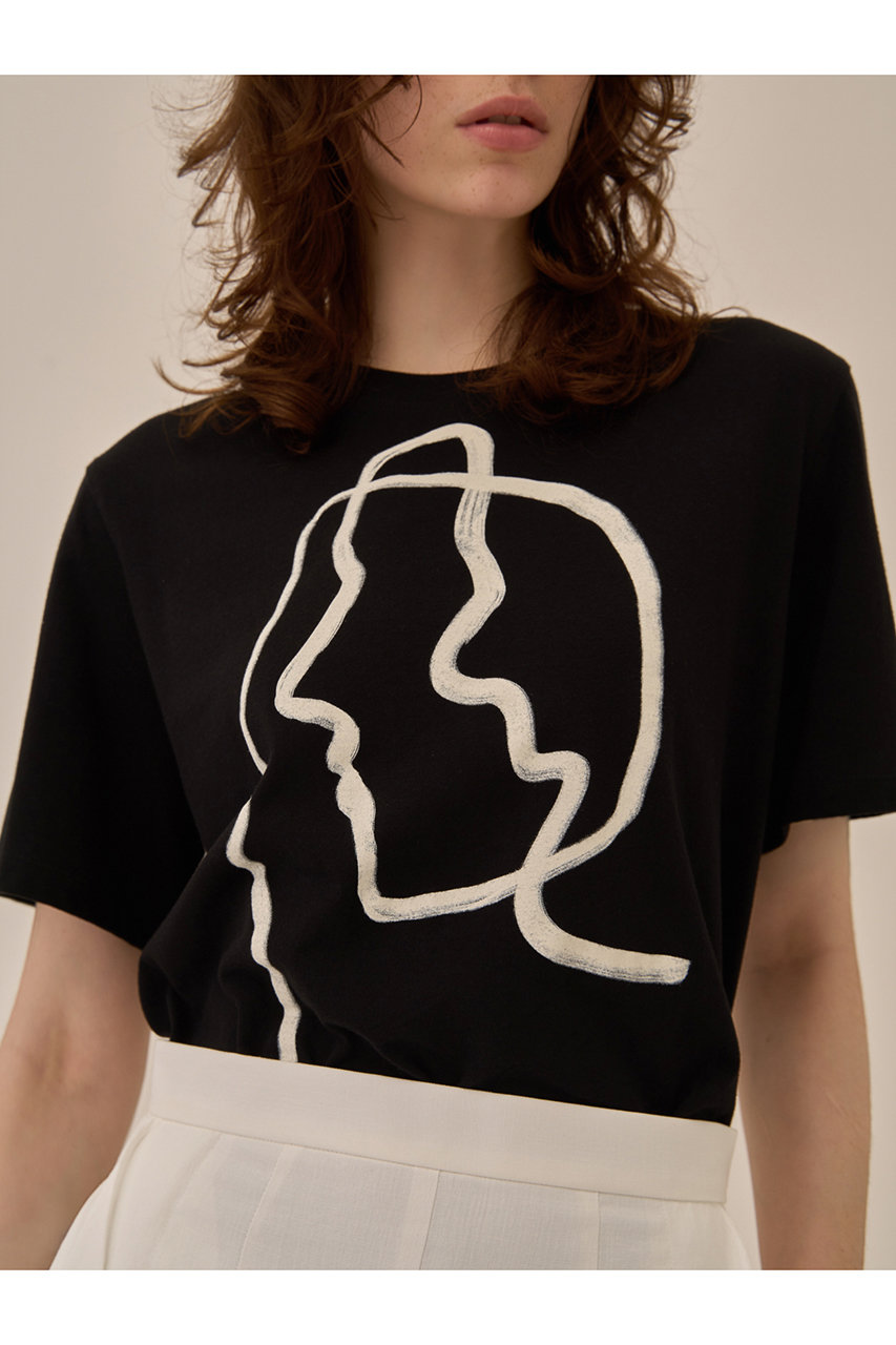 香里奈　Tシャツ AKIRANAKA(アキラナカ)｜Line ポートレイト Tシャツ/ブラック の通販