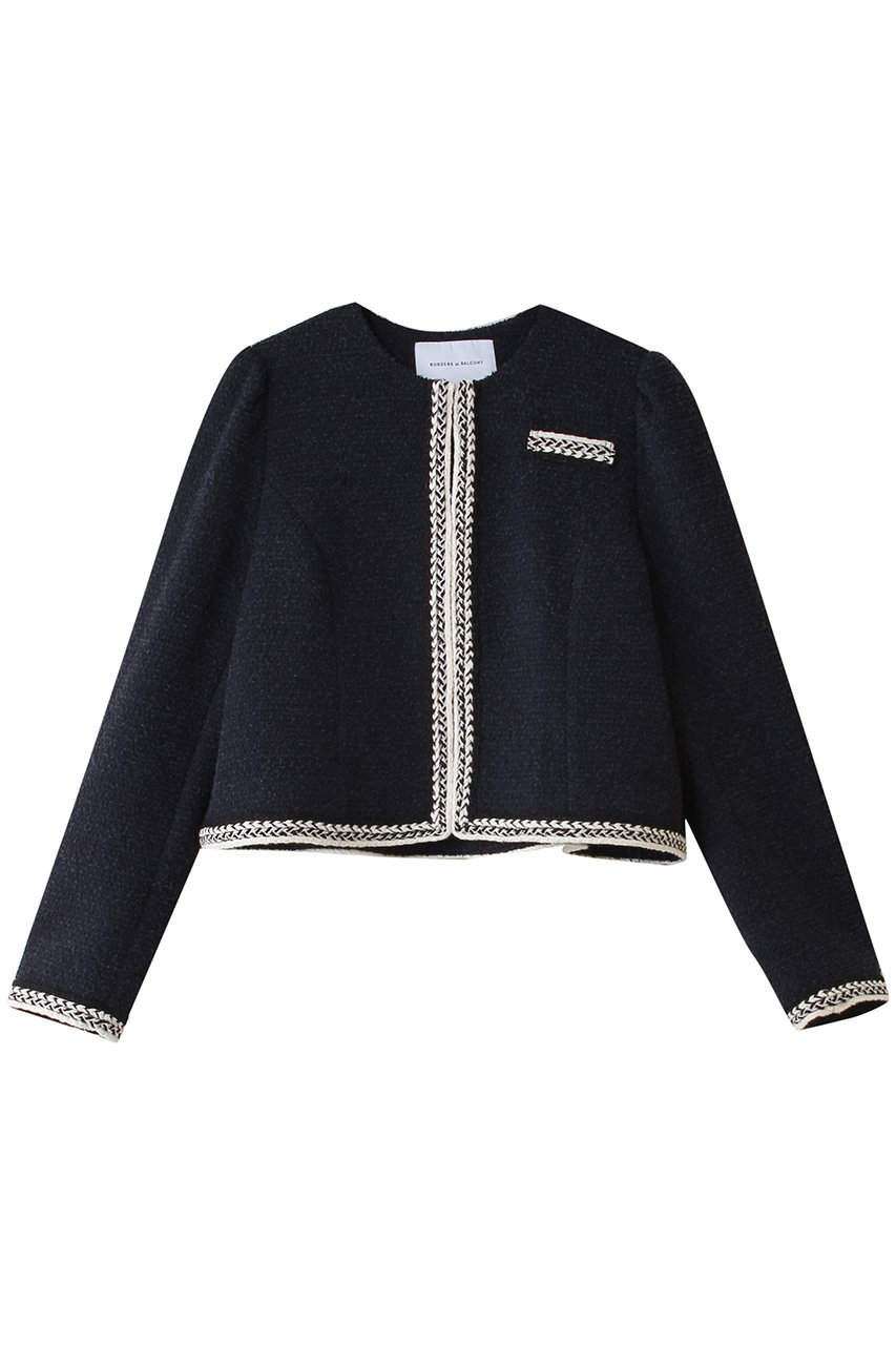 ボーダーズ アット バルコニー/BORDERS at BALCONYのツイードフレアジャケット(ネイビー/BD2611-3B-12)