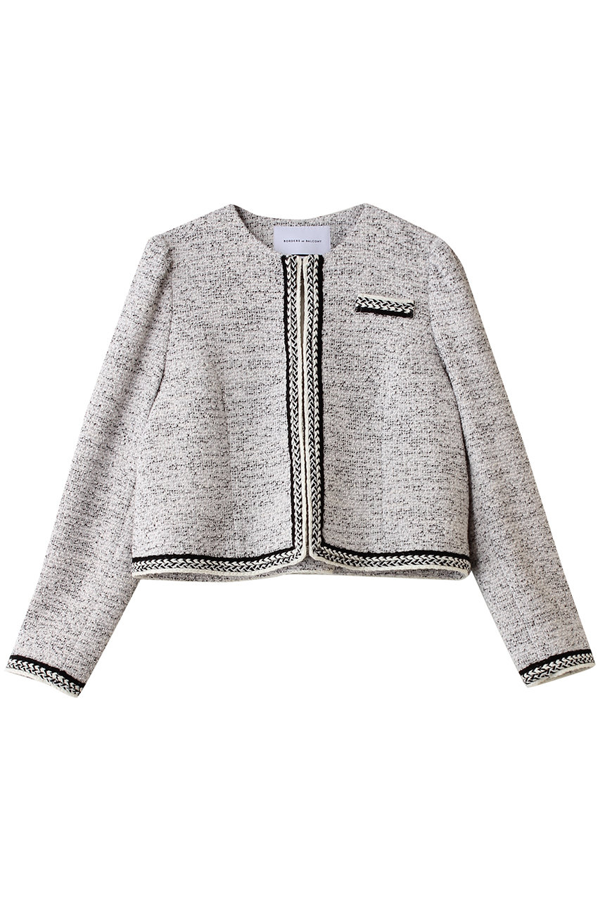 ボーダーズ アット バルコニー/BORDERS at BALCONYのツイードフレアジャケット(ライトグレー/BD2611-3B-12)