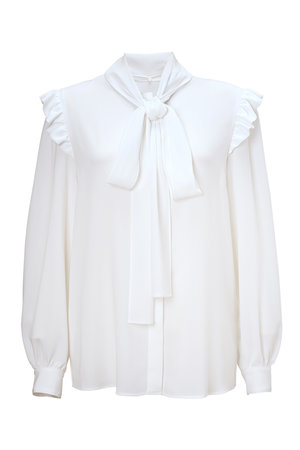 ⭐️8/25限定⭐️新品 ボーダーズアットバルコニー ラッフルショルダーワンピース白 BORDERS at BALCONY（ボーダーズ アット バルコニー）の