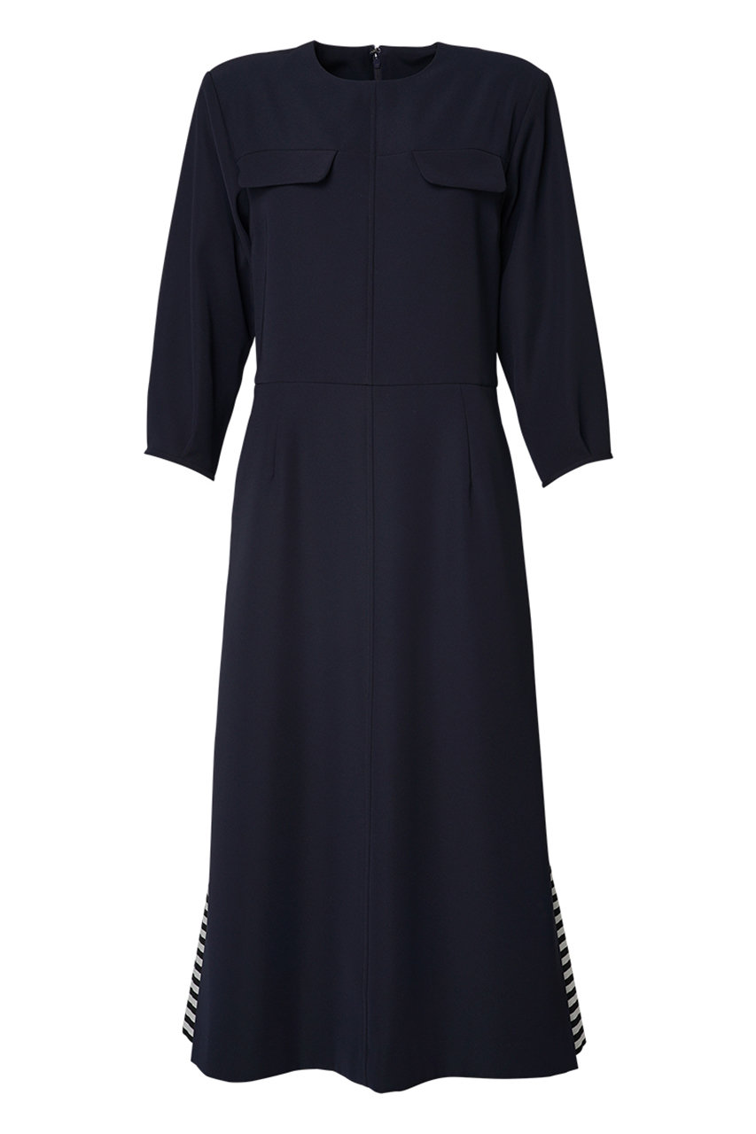 BORDERS at BALCONY サイドボーダードレス (ネイビー, 38) ボーダーズ アット バルコニー ELLE SHOP