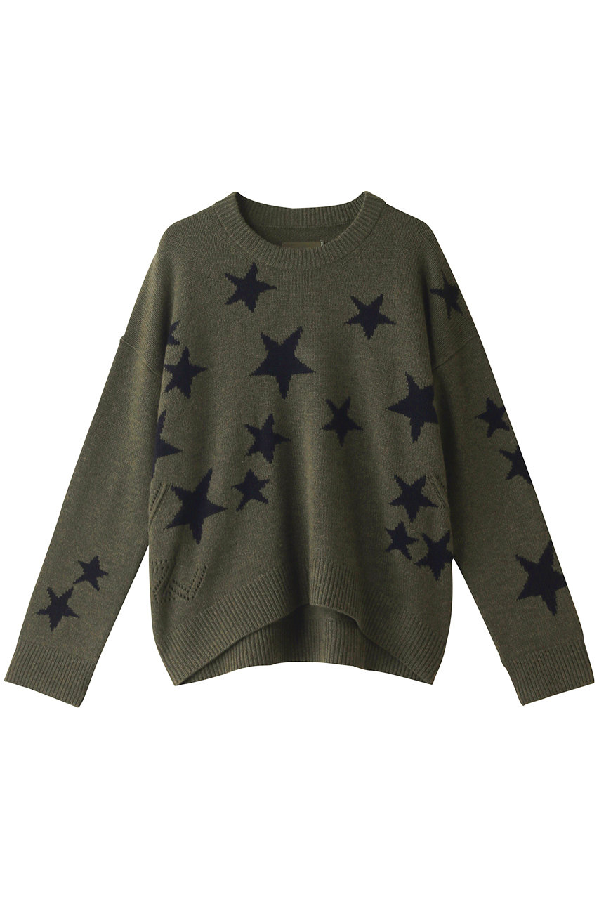 ZADIG & VOLTAIRE ザディグ エ ヴォルテール MARKUS C STARS PULL CACHEMIRE ニット カーキ