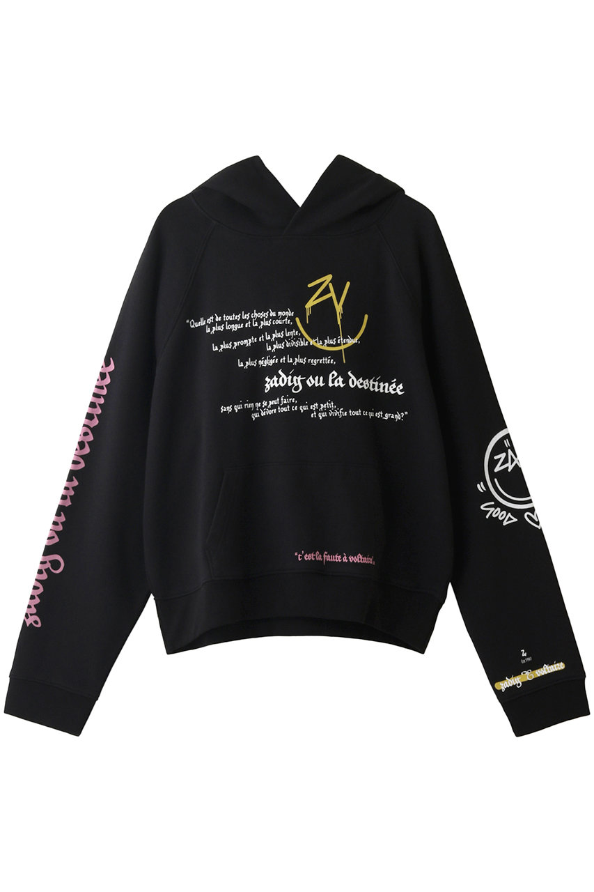 ZADIG & VOLTAIRE ザディグ エ ヴォルテール GEORGY MULTICUSTO VOLTAIRE HAPPY HOODIE COTON PRI ニット ブラック