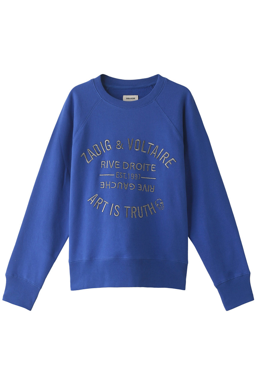 ZADIG & VOLTAIRE ザディグ エ ヴォルテール UPPER BLASON BRODE EMBROIDERED COTTON SWEATSHIRT ニット ブルー