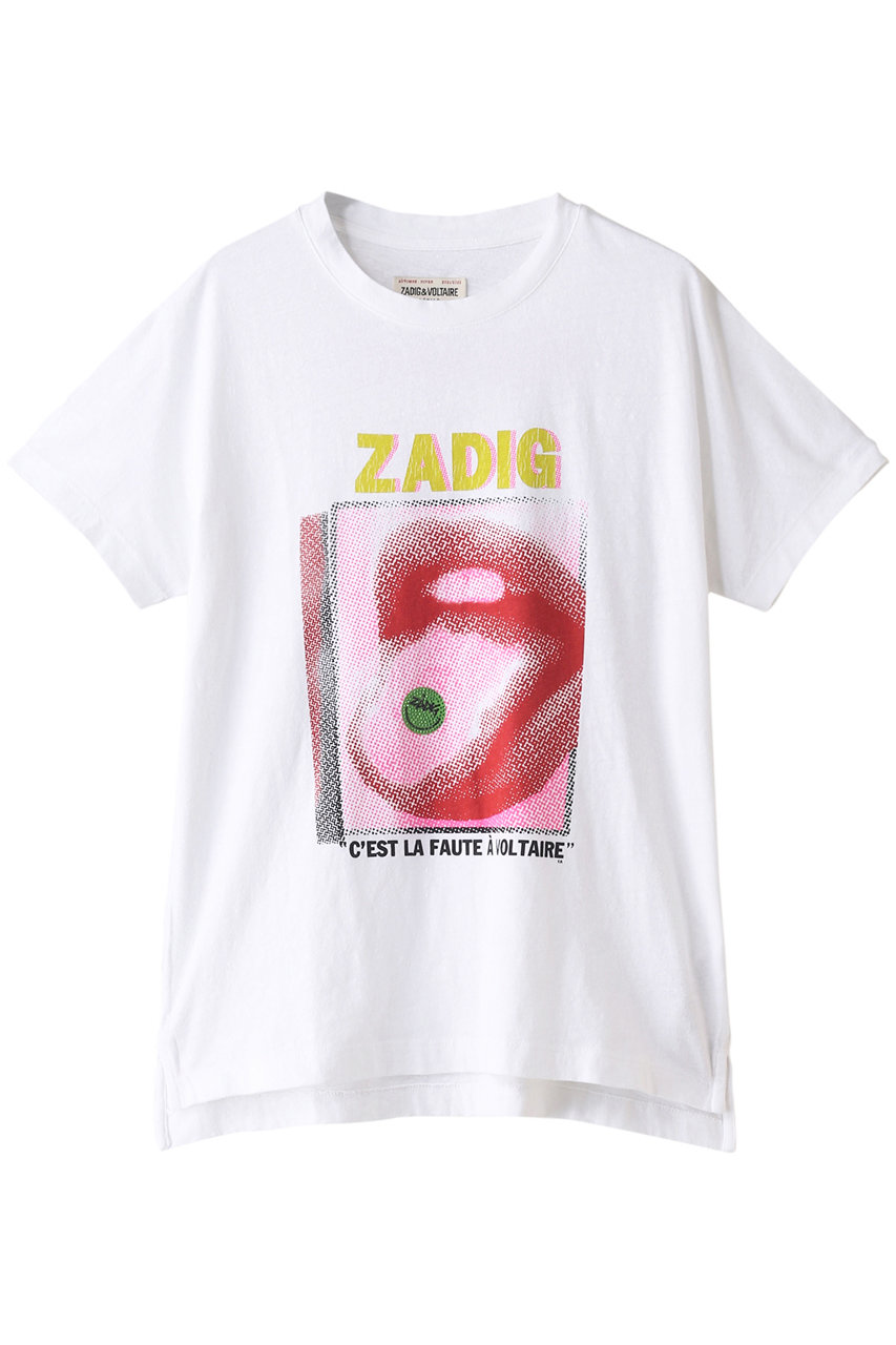 ZADIG & VOLTAIRE ザディグ エ ヴォルテール TOM VOLTAIRE HAPPY OVERSIZE PRINTED T-SHIRT Tシャツ ホワイト