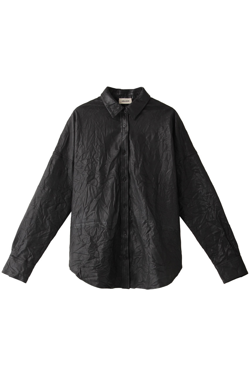 ZADIG & VOLTAIRE ザディグ エ ヴォルテール TAMARA CUIR FROISSE SHIRT 皮革 ブラック