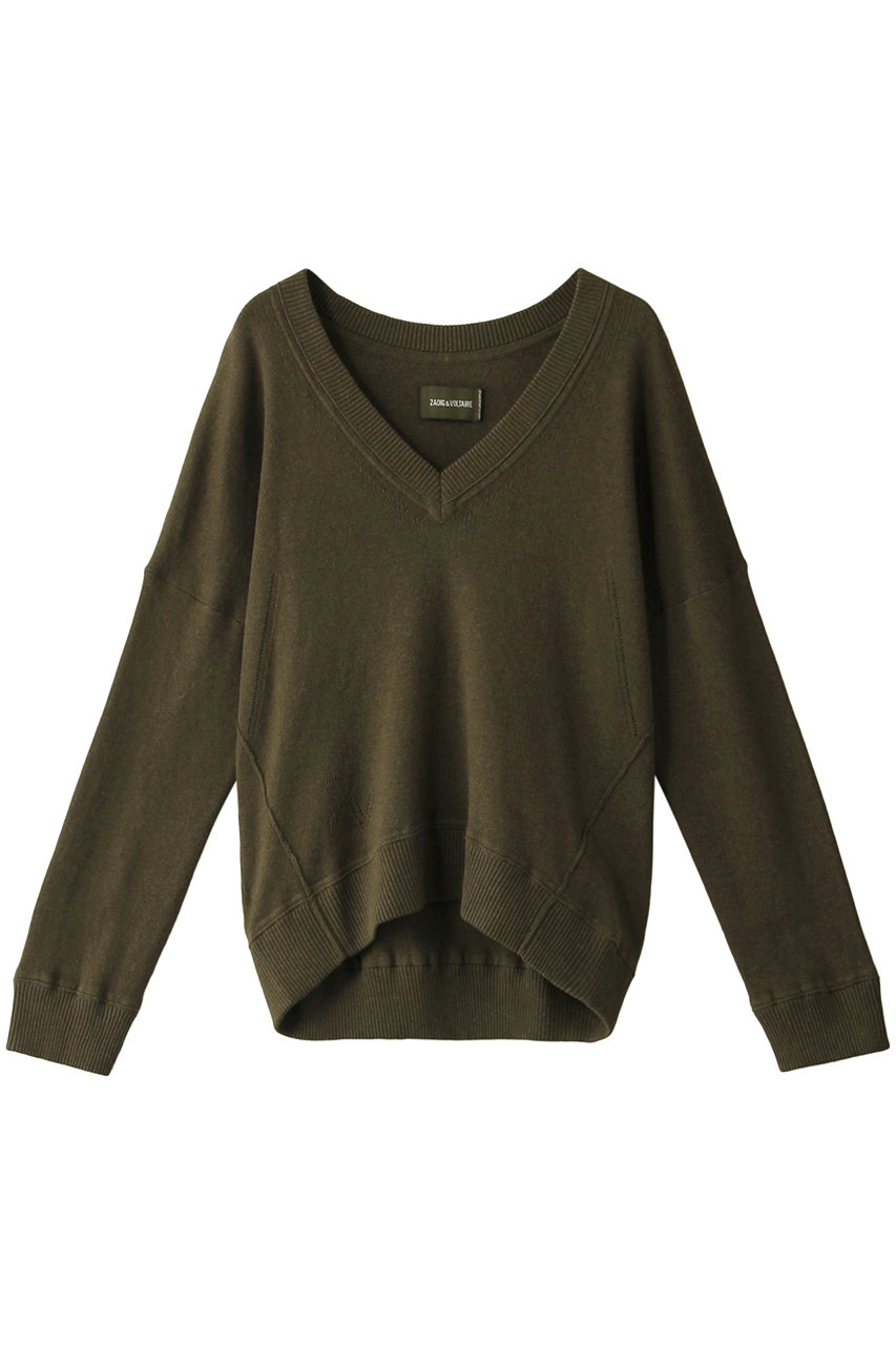 ZADIG & VOLTAIRE ザディグ エ ヴォルテール BRUMY CO SMOO CREW NECK PULLOVER ニット カーキ