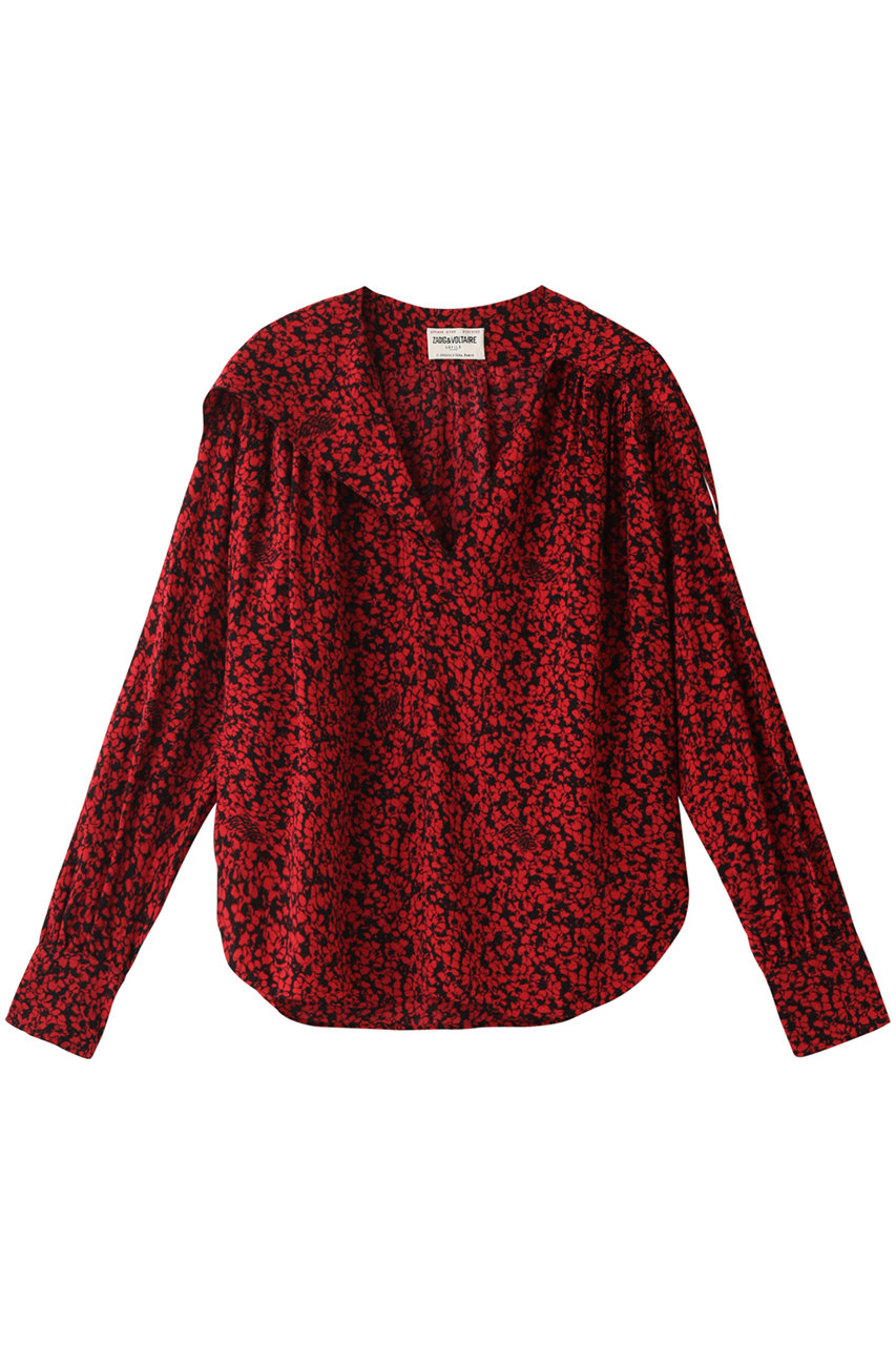 ZADIG & VOLTAIRE ザディグ エ ヴォルテール TRISTAN SMALL BICO FLOWERS TUNIC 長袖チュニック レッド