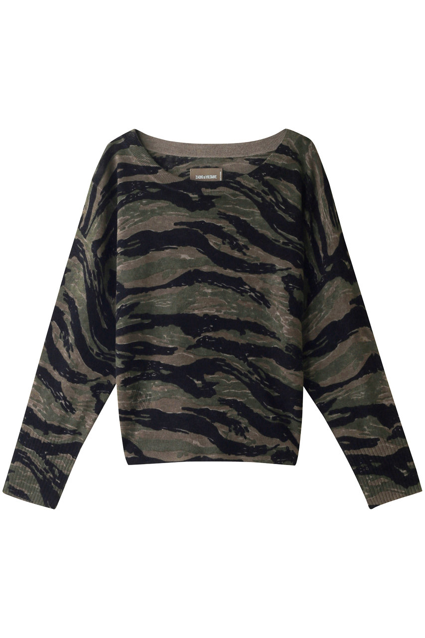 ZADIG & VOLTAIRE ザディグ エ ヴォルテール AXEL CP CAMO SWEATER ニット カーキ