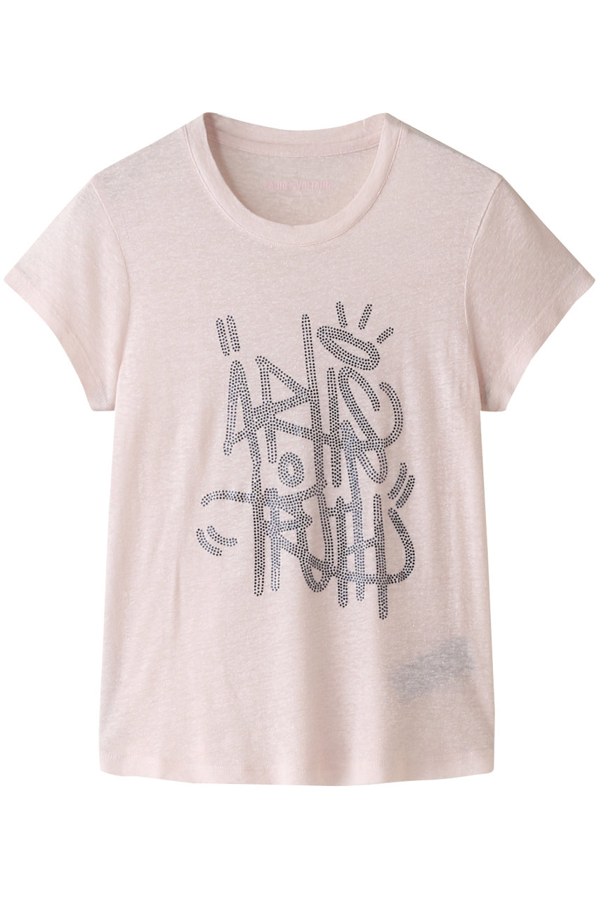 ZADIG & VOLTAIRE ザディグ エ ヴォルテール AZEDI JORMI STRASS LINEN/MODAL T-SHIRT ニット ピンク