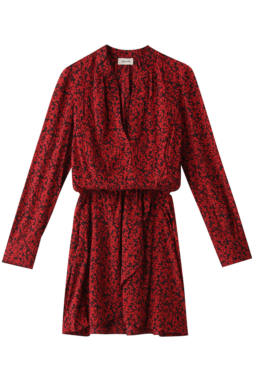 ZADIG & VOLTAIRE ザディグ エ ヴォルテール RINKA SMALL BICO FLOWERS ROBE COURTE ワンピース レッド