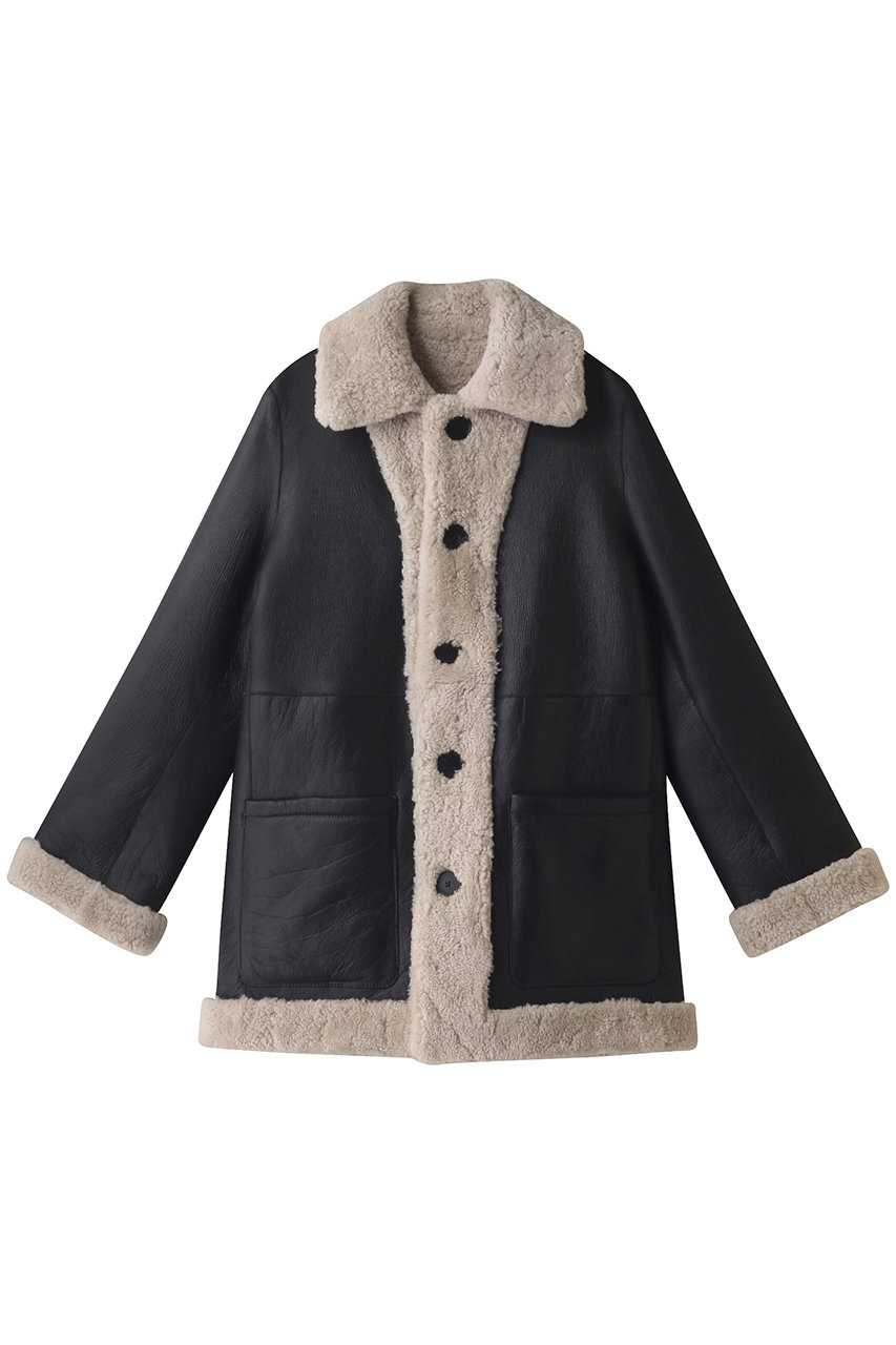 ZADIG & VOLTAIRE ザディグ エ ヴォルテール MAGDAS SHEARLING MANTEAU REVER 皮革 ダークブラウン