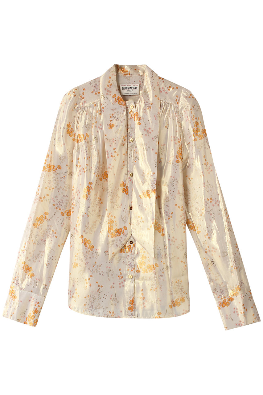 ZADIG & VOLTAIRE ザディグ エ ヴォルテール TIOLY LAME SPARK FLOWERS TUNIQ シャツ ゴールド