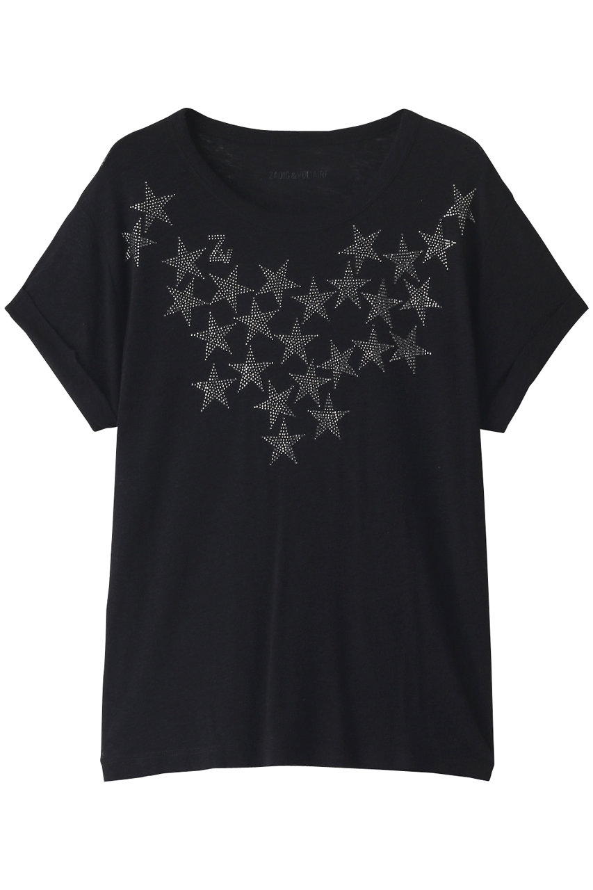 ZADIG & VOLTAIRE ザディグ エ ヴォルテール ANYA STARS STRASS LIN/MODAL T- Tシャツ ブラック