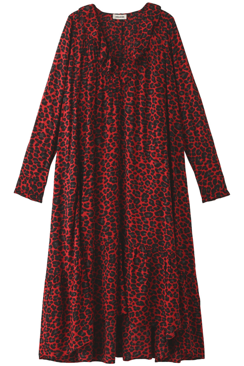ZADIG & VOLTAIRE ザディグ エ ヴォルテール RIKOTA PRINT LEO DRESS レオパード柄ワンピース レッド