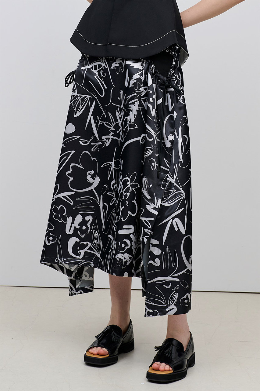 M•fil プリント ギャザースカート 日本製 ミカコナカムラロングスカート