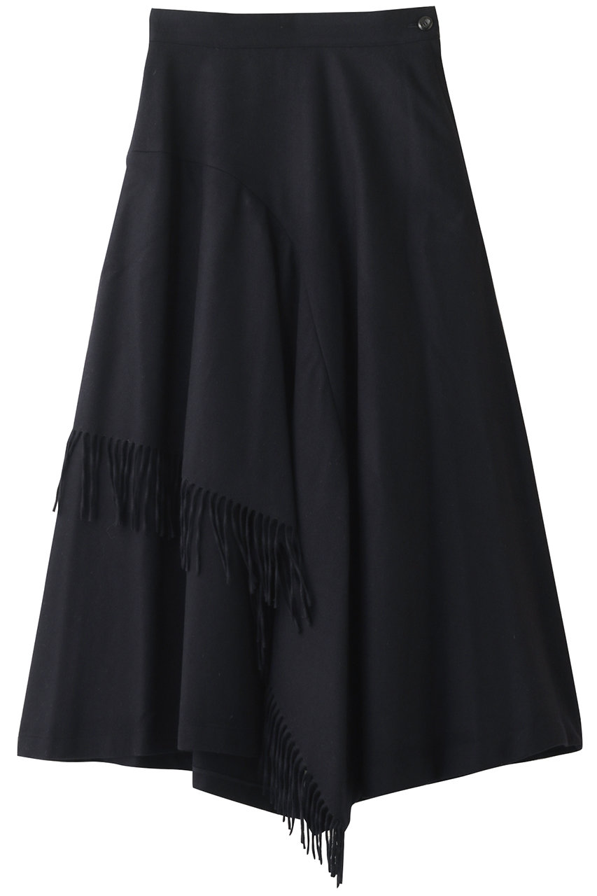 SALE 【40%OFF】 UJOH ウジョー フリンジウールランダムヘムスカート ネイビー