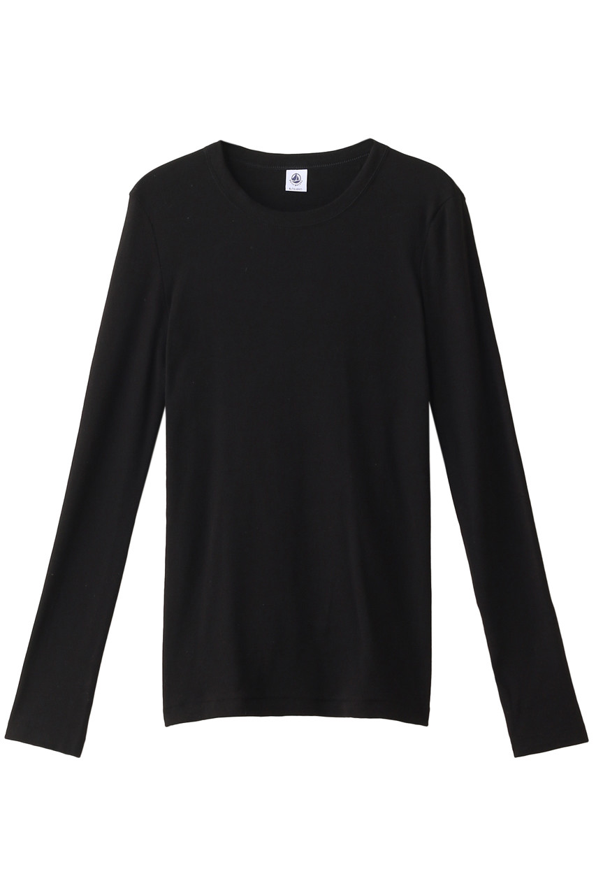 PETIT BATEAU プチバトー クルーネック長袖Tシャツ ブラック