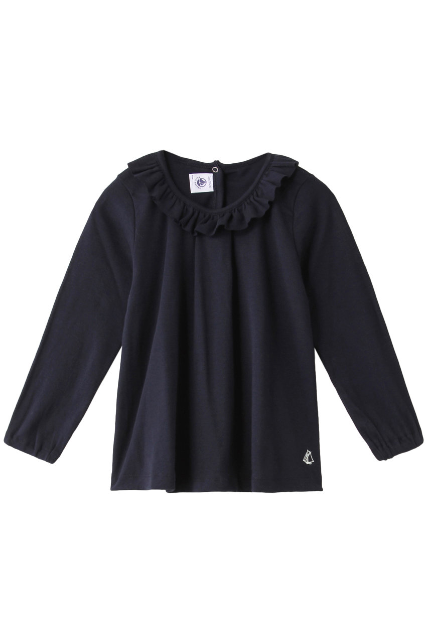 PETIT BATEAU プチバトー 【Kids】3歳-5歳 フリル衿長袖Tシャツ ダークネイビー
