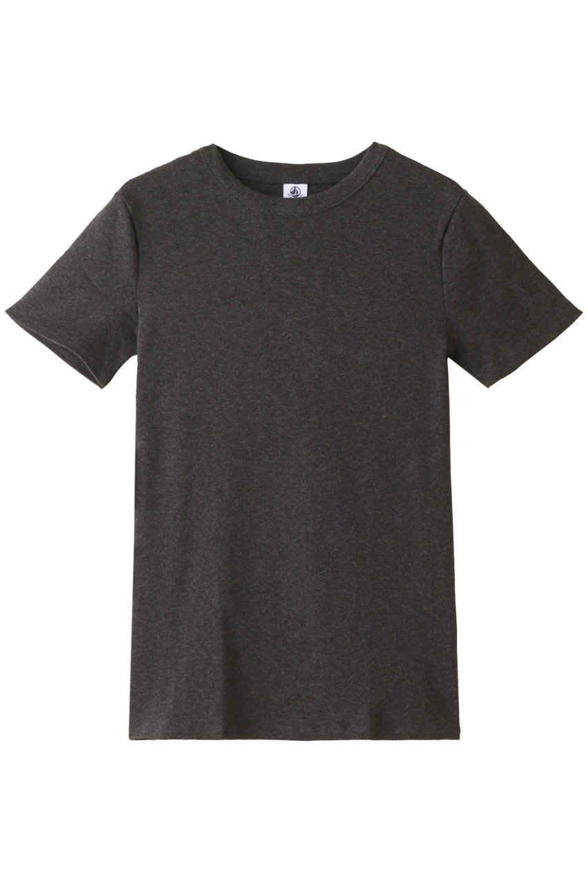 PETIT BATEAU プチバトー クルーネック半袖Tシャツ 霜降りチャコールグレー
