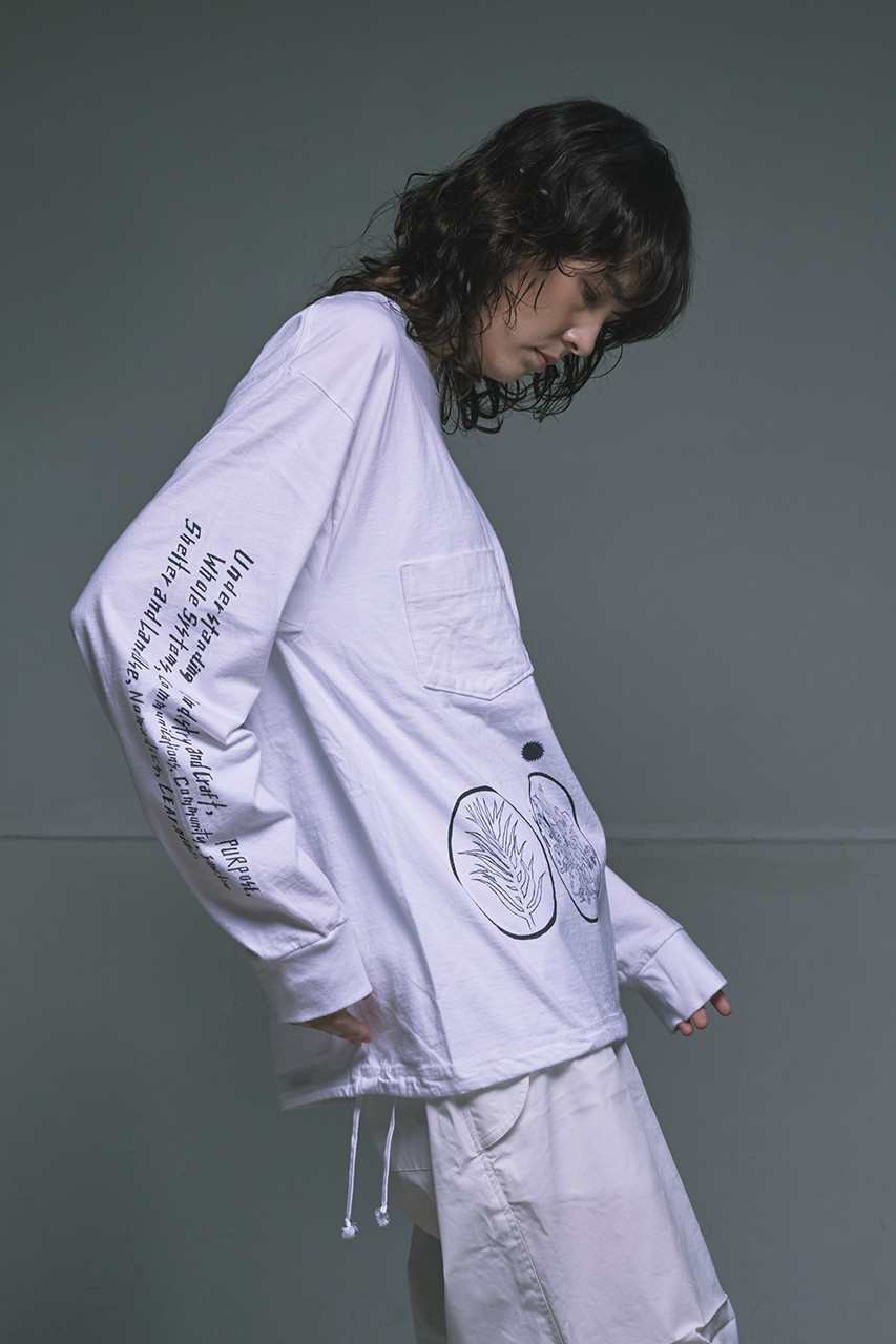 【UNISEX】【sisii×Amane Murakami】プリント ロングスリーブ スイッチポケット Tシャツ